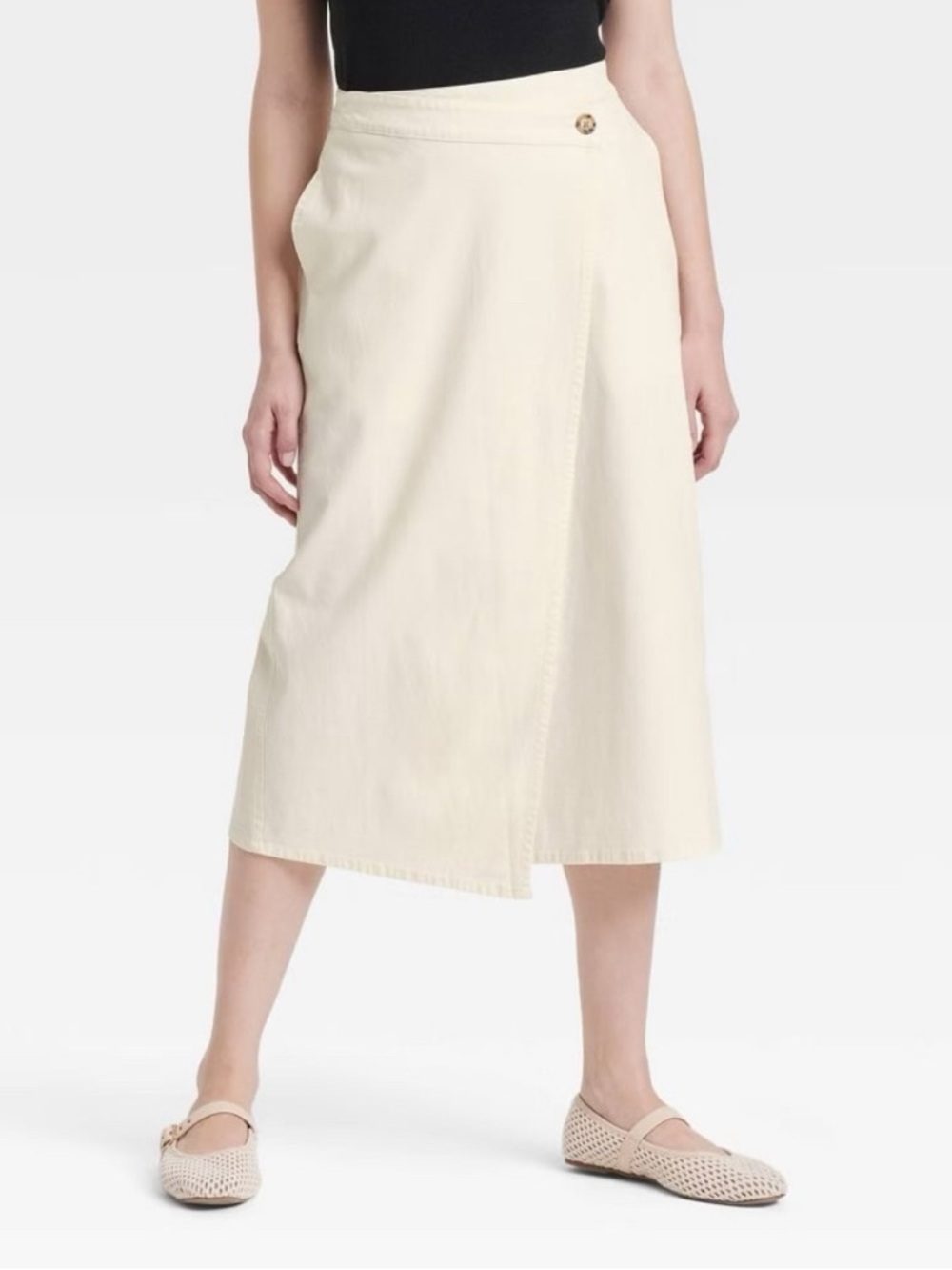 Universal Thread Cream Utility Wrap Midi Skirt Sze 10 Cotton Stretch Flap Pocket